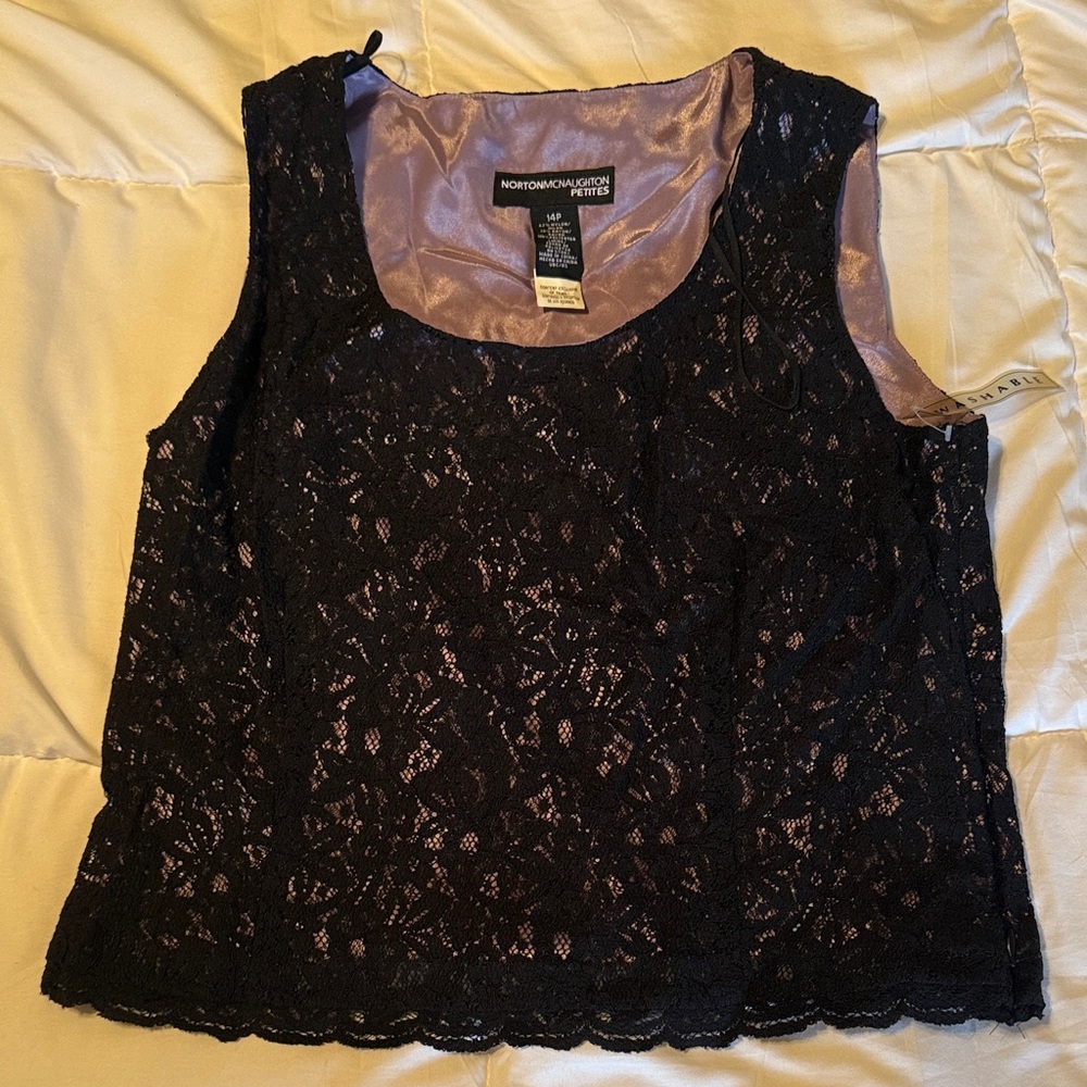 Norton McNaughton Black Lace Camisole with Blush Lining